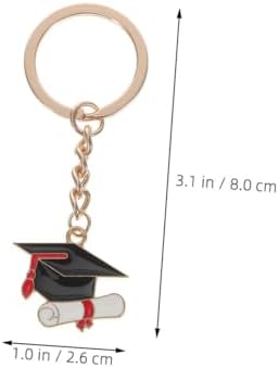 10Pcs Graduation Keychain Charms Metal Cap Keyrings