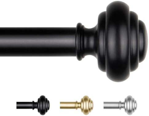 KAMANINA Black Curtain Rods 48-84 Inches Heavy Duty