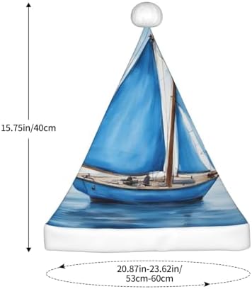 QINZHENG Blue Sailboat Santa Hat Personalized Christmas Headwear
