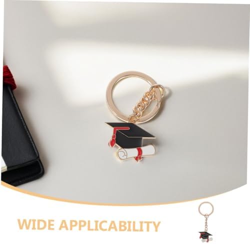 10Pcs Graduation Keychain Charms Metal Cap Keyrings