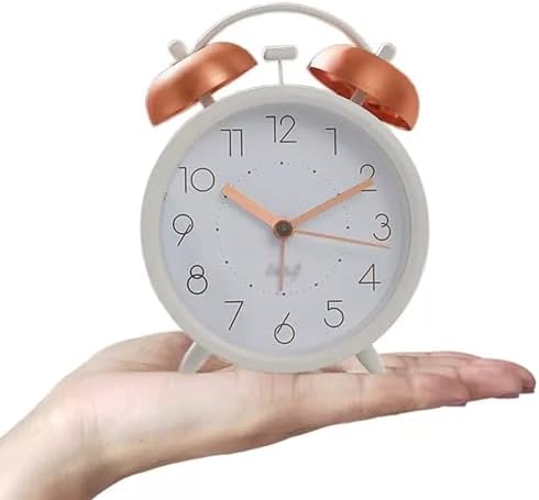4 Inch Silent Non Ticking Analog Alarm Clock with Backlight and Double Bell