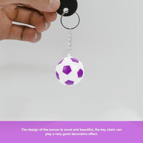 LOGOFUN 24 Pcs Soccer Ball Keychain Set Purple Green