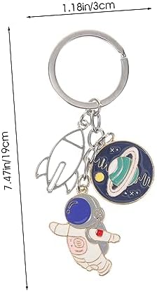 Cartoon Universe Keychain with Astronaut Design for Keys and Backpacks