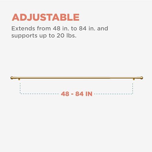 Zenna Home Gold Adjustable Tension Rod with Decorative Ball Ends