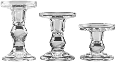 YAKii Clear Glass Candle Holder Set of 3
