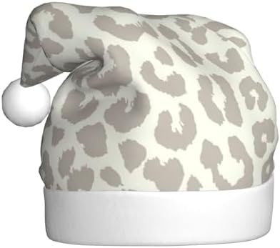 Brown Pattern Leopard Santa Hat Plush Christmas Hat for Adults