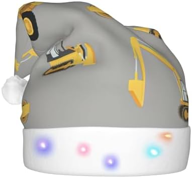 Construction Trucks Print Christmas Hat with LED Lights