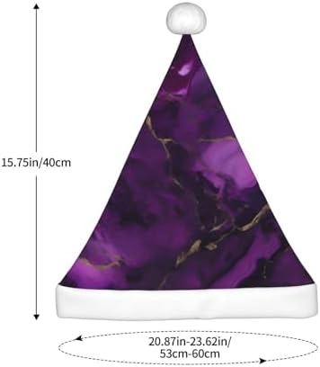 QINZHENG Dark Purple Marble Print Santa Hat