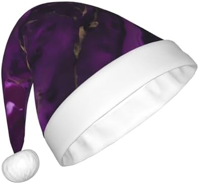 QINZHENG Dark Purple Marble Print Santa Hat