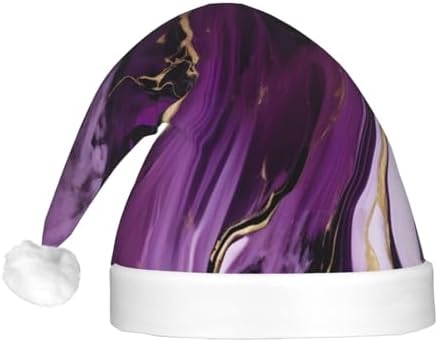 QinZheng Dark Purple Velvet Santa Hat with LED Lights