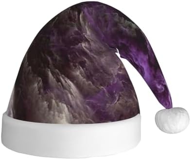 QINZHENG Purple Galaxy Print Santa Hat for Women