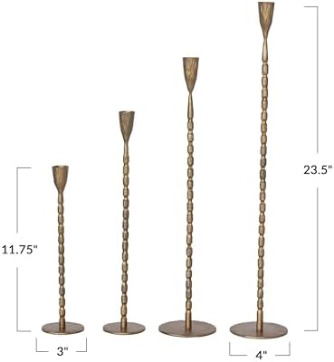 Creative Co-Op 4-Piece Gold Taper Candle Holders