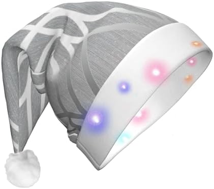 Silver Geometric Print LED Christmas Hat for Adults