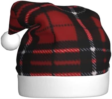 QINZHENG Red Black Plaid Santa Hat Christmas Gift
