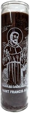 Generic Saint Francis Assisi Brown Pillar Candle