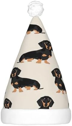 QINZHENG Dachshund Dog Halloween Santa Hat for Adults