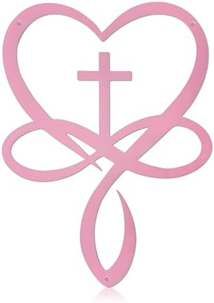 Metal Infinity Heart Cross Wall Decor Pink