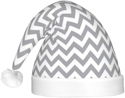 Gray Waves Striped Christmas Hat with Lights