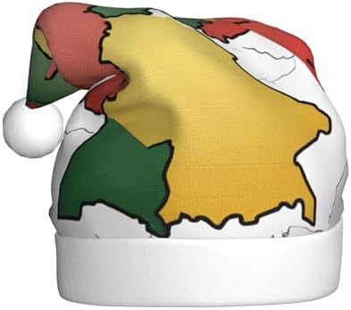 QINZHENG Abstract German Flag Santa Hat Velvet Plush Christmas Gift for Women