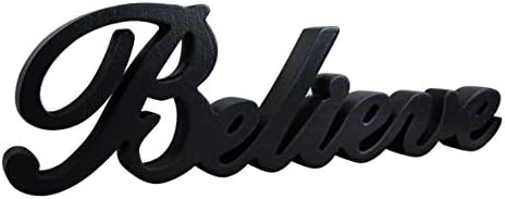 Matt Black Wooden Words Sign Believe Free Standing Wall Art