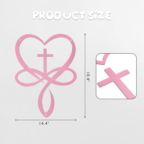 Metal Infinity Heart Cross Wall Decor Pink