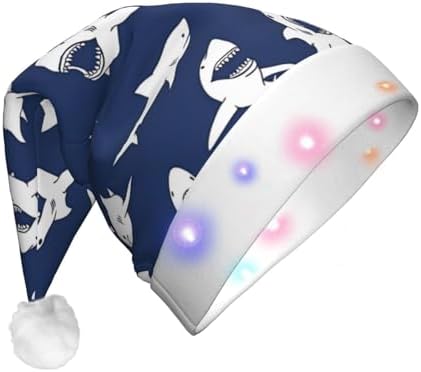 QinZheng Sea Fish Print LED Santa Hat for Adults Christmas Party