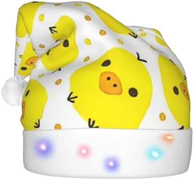 QINZHENG Yellow Chicken Santa Hat with LED Lights