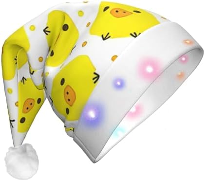 QINZHENG Yellow Chicken Santa Hat with LED Lights