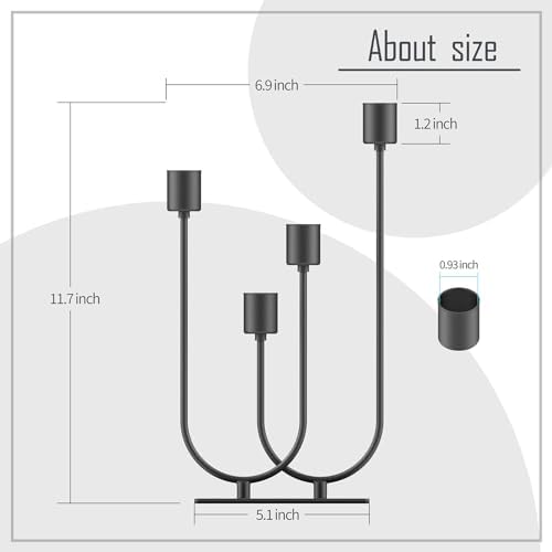 Smtyle Candelabra Fireplace Black Candlesticks Set of 4