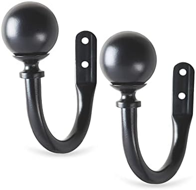 Deco Window Curtain Holdbacks Set of 2 Black Matte