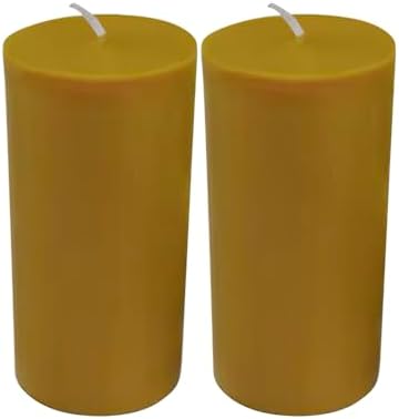 Set of Two 100 Beeswax Pillar Candles 2x4