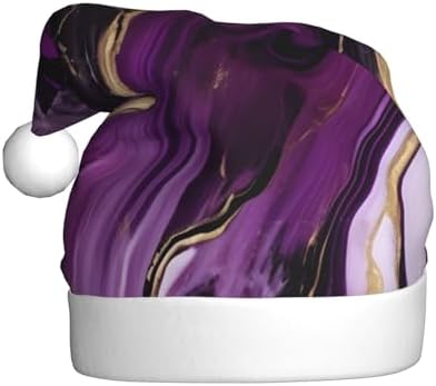 QINZHENG Personalized Santa Hat with Dark Purple Texture Marble Print