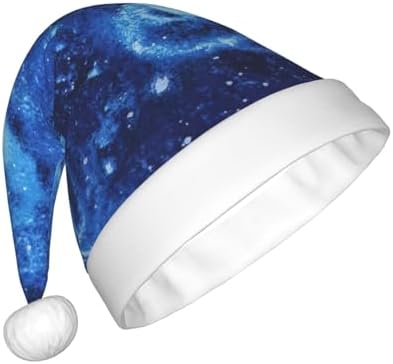 QinZheng Blue Universe Space Galaxy Santa Hat for Women