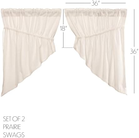 VHC Brands Burlap Antique White Farmhouse Curtains Set of 2