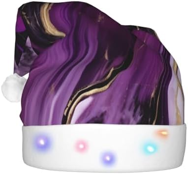 QinZheng Dark Purple Velvet Santa Hat with LED Lights