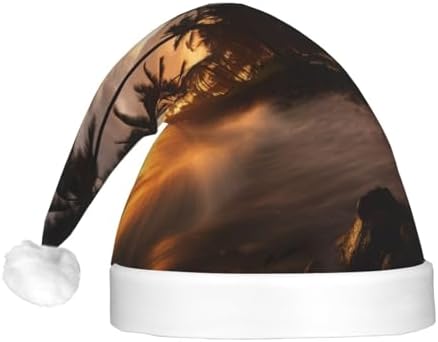 QINZHENG Christmas Velvet Santa Hat with LED Lights
