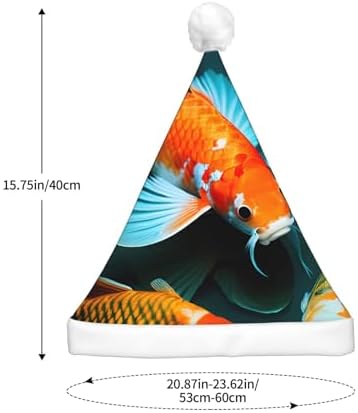 QinZheng HD Japanese Koi Fish Print Velvet Santa Hat with LED Lights