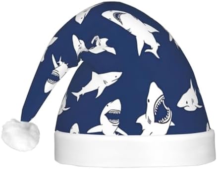 QinZheng Sea Fish Print LED Santa Hat for Adults Christmas Party