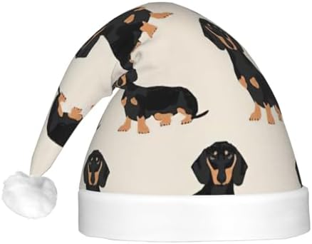 QINZHENG Dachshund Dog Halloween Santa Hat for Adults