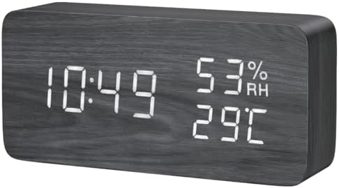 KeeKit Digital Wooden Alarm Clock with Voice Control