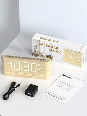 Mesqool Digital Alarm Clock with Temperature Humidity and Brightness Control