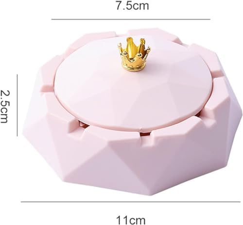 Pink Crown Stainless Steel Ashtray with Lids
