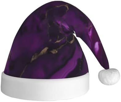 QINZHENG Dark Purple Marble Print Santa Hat