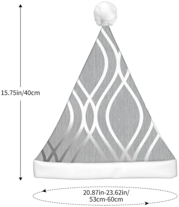 Silver Geometric Print LED Christmas Hat for Adults