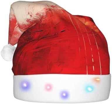 QINZHENG LED Christmas Santa Hat with Abstract Painting Print