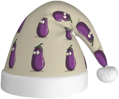 QinZheng Cartoon Eggplant Santa Hat Christmas Gift for Women