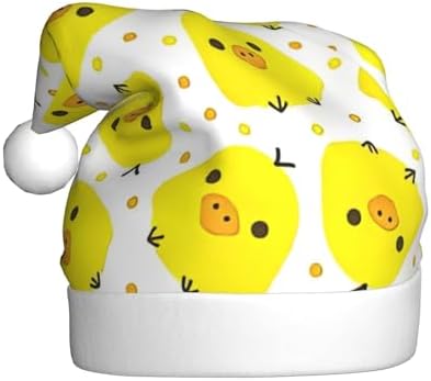 QINZHENG Personalized Santa Hat with Yellow Chicken Print