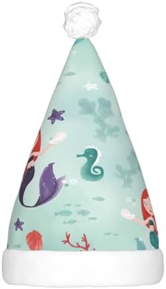 QINZHENG Mermaid Print LED Santa Hat for Christmas Party