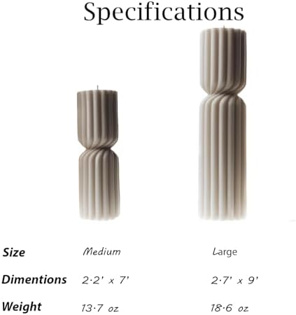Handmade White Spiral Spire Soy Wax Pillar Candles Set of 2