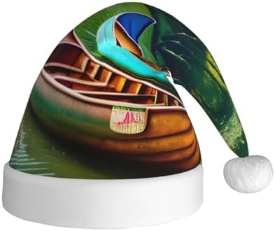 QinZheng Personalized Santa Hat with Lake Boats Canoes Park Print